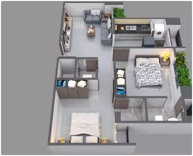 Mominsara living 2BHK Plan